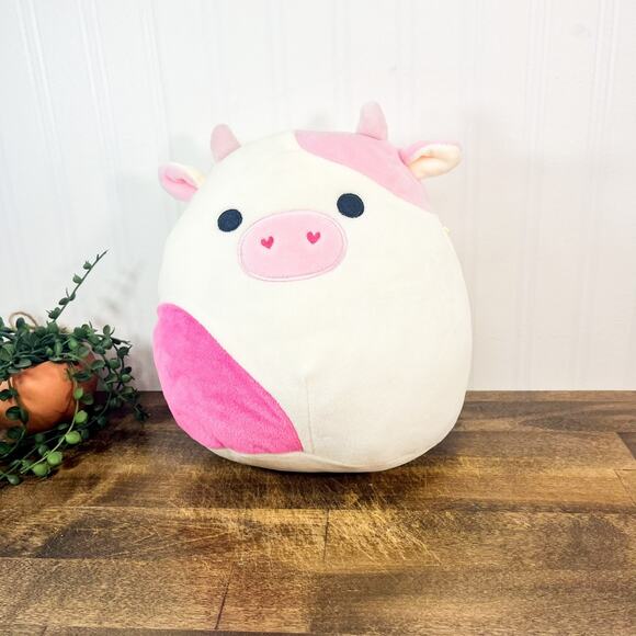 *RARE* Squishmallow 8” Caedyn The Pink Cow Heart Nostrils Valentine Kellytoy - Picture 3 of 10